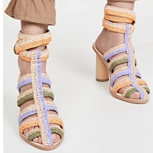 Ulla Johnson Katya Pastel Colorful Wrap Around Ankle Heel - Picture 1 of 5